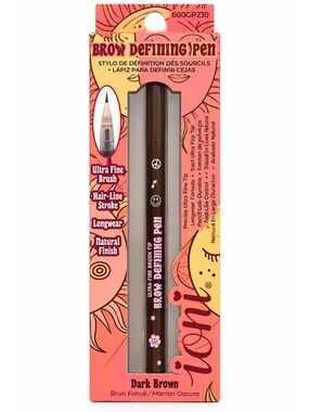 Ioni Brow Defining Pen Dark Brown Ultra Fine Brush Longwear NEW